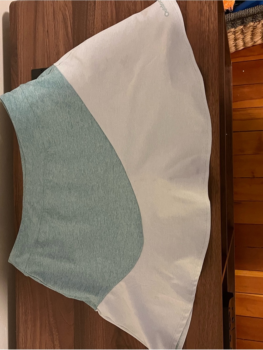 Outdoor Voices Two-Tone Circle Skort in Seafoam and light green